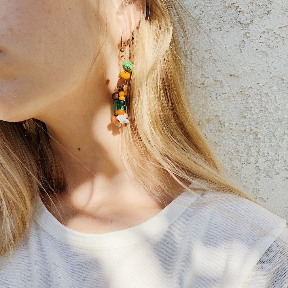 Funky dangle beaded earrings